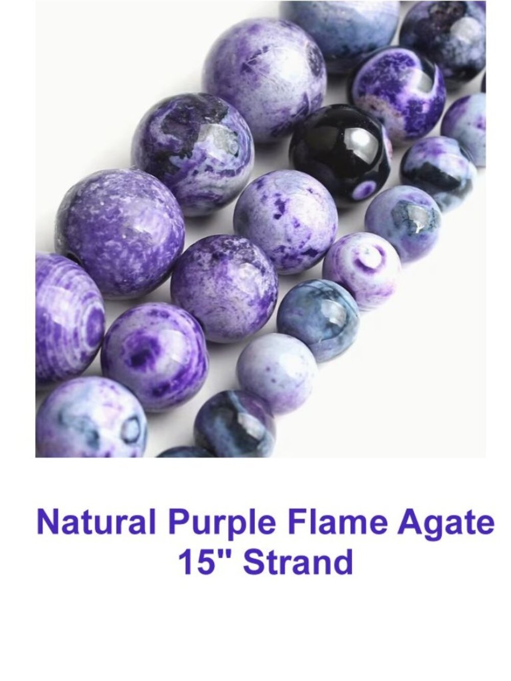 Natural Purple Flame Agate 15" Strand
